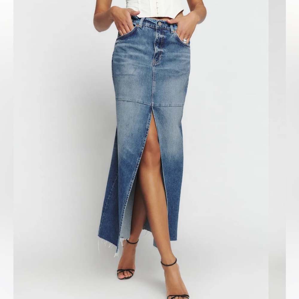 Reformation Tazz Maxi Denim Skirt